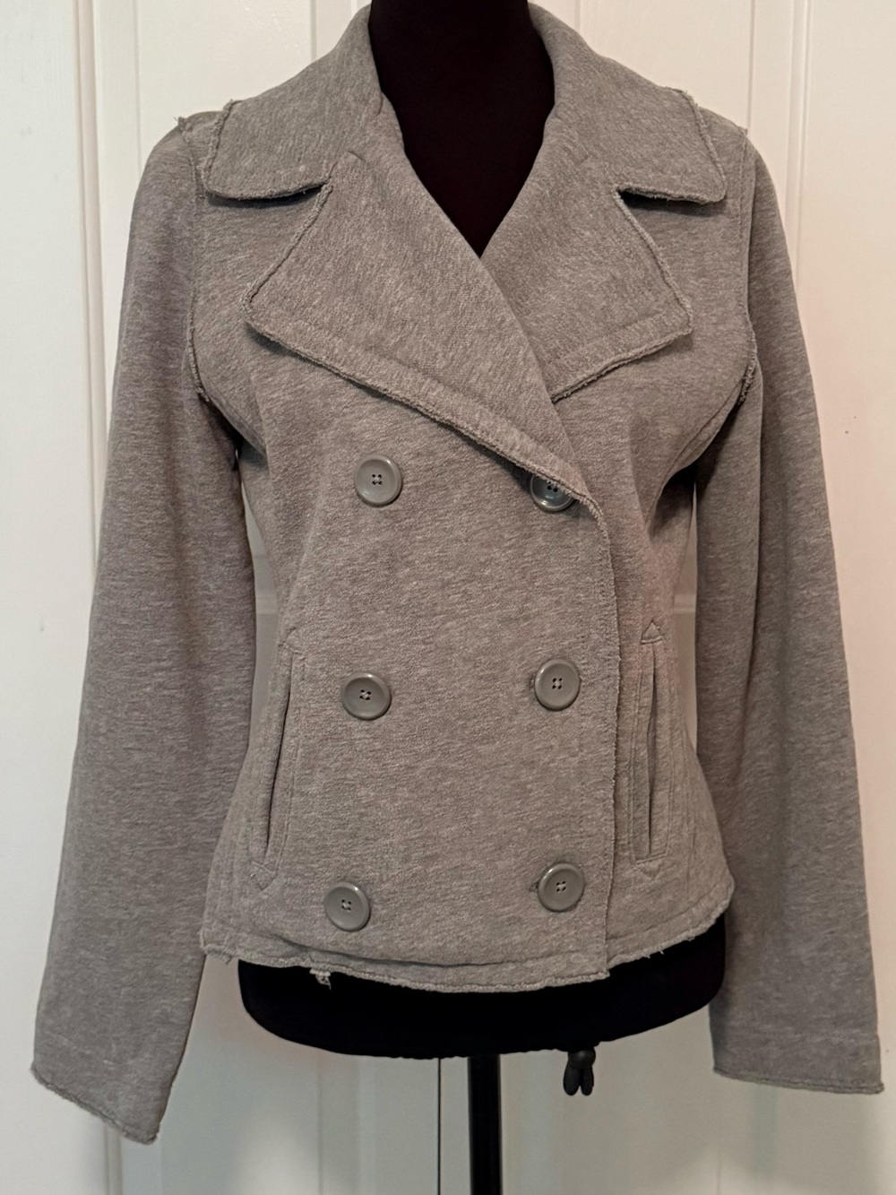 GAP Light Gray Double-Breasted Pea Coat M